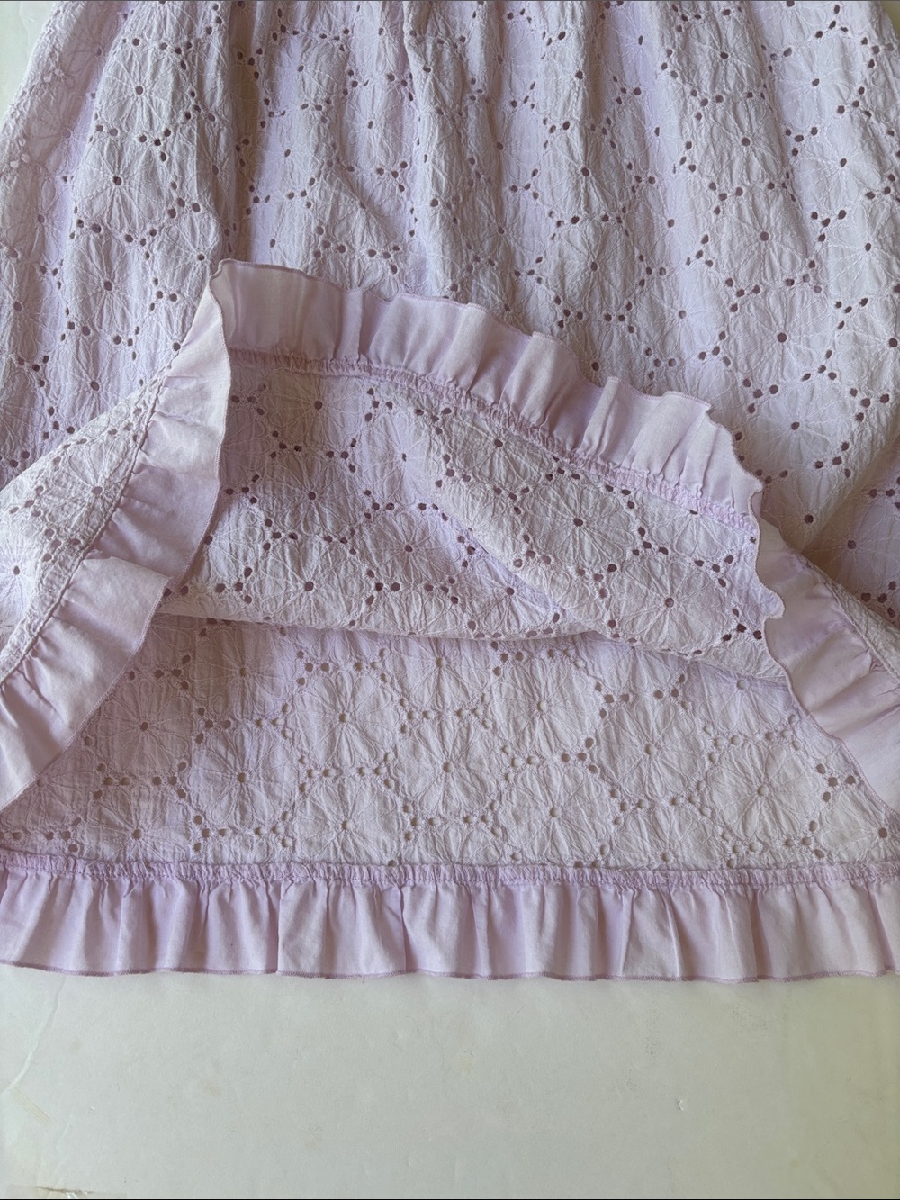Vintage Y2K Victoria’s Secret Angel Eyelet Babydoll Cotton Mini Dress Slip Lilac - Picture 15 of 17